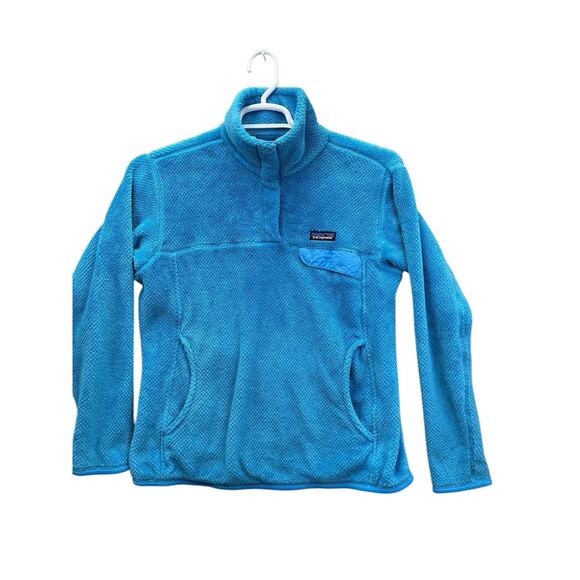 Patagonia Fleece Pullover Womens Large Blue Re-Tool Snap-T Polartec Thermal Pro - Picture 11 of 16